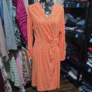Pendleton Orange Patterned Long Sleeve Dress